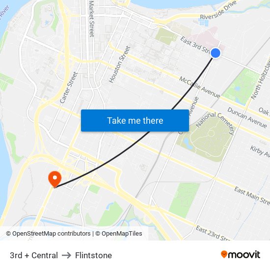 3rd + Central to Flintstone map