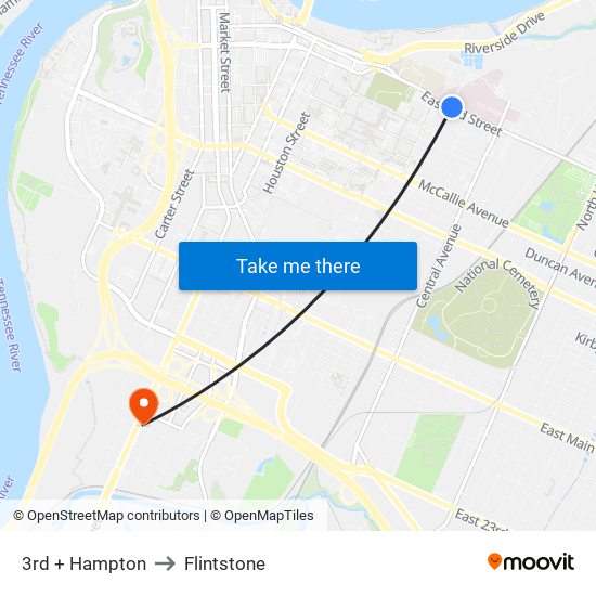 3rd + Hampton to Flintstone map