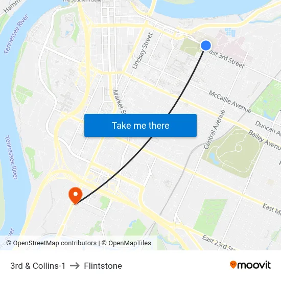 3rd & Collins-1 to Flintstone map