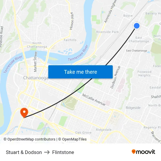 Stuart & Dodson to Flintstone map