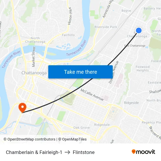 Chamberlain & Fairleigh-1 to Flintstone map