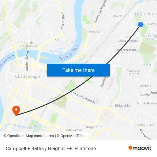 Campbell + Battery Heights to Flintstone map