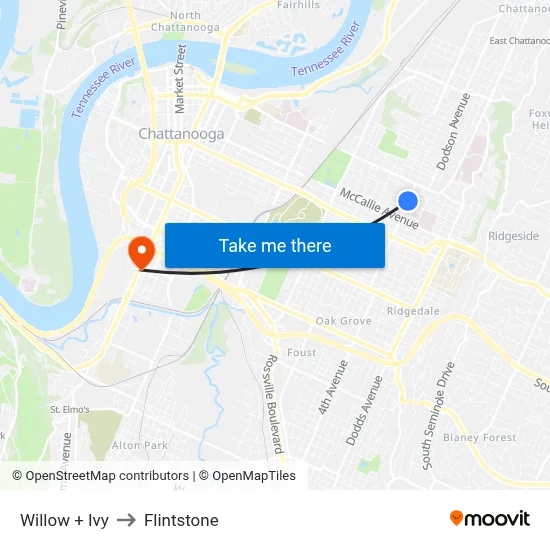 Willow + Ivy to Flintstone map