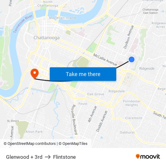 Glenwood + 3rd to Flintstone map