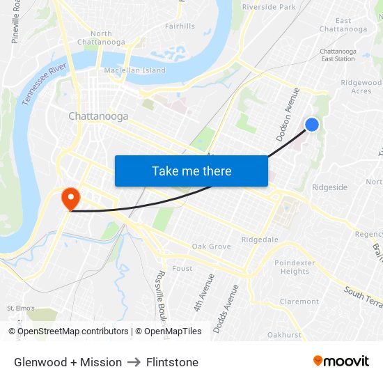 Glenwood + Mission to Flintstone map