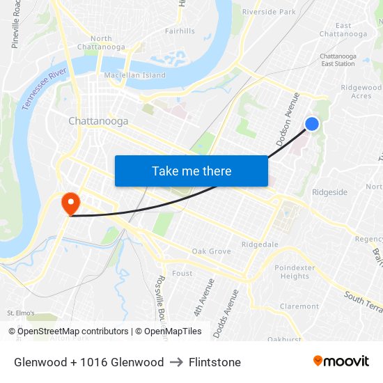 Glenwood + 1016 Glenwood to Flintstone map