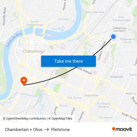 Chamberlain + Olive to Flintstone map