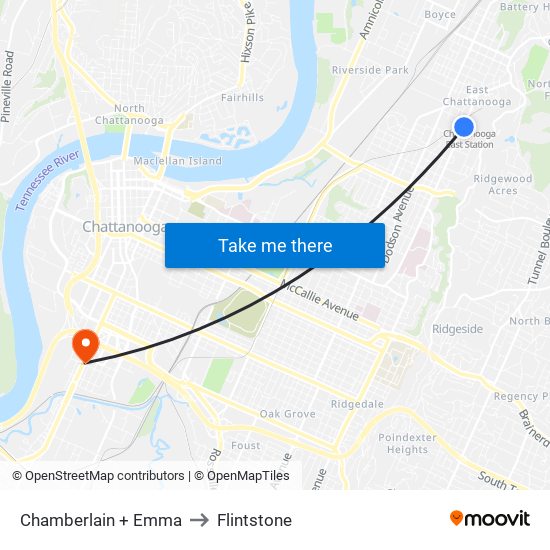 Chamberlain + Emma to Flintstone map