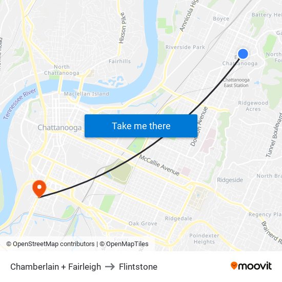 Chamberlain + Fairleigh to Flintstone map