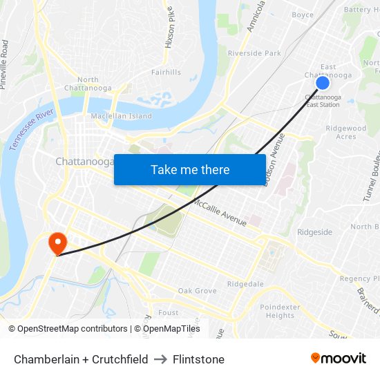 Chamberlain + Crutchfield to Flintstone map