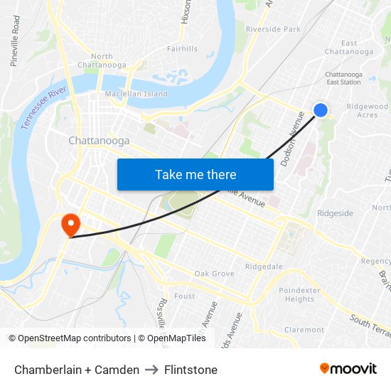 Chamberlain + Camden to Flintstone map