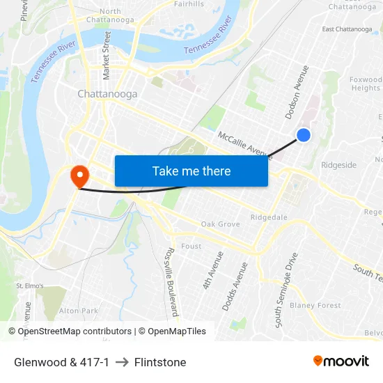 Glenwood & 417-1 to Flintstone map
