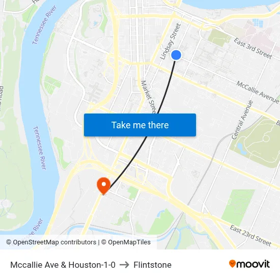 Mccallie Ave & Houston-1-0 to Flintstone map