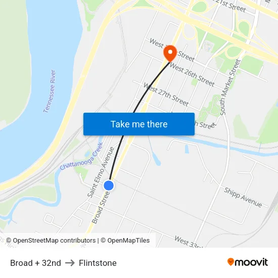 Broad + 32nd to Flintstone map