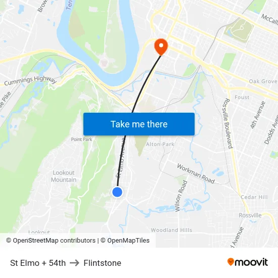 St Elmo + 54th to Flintstone map