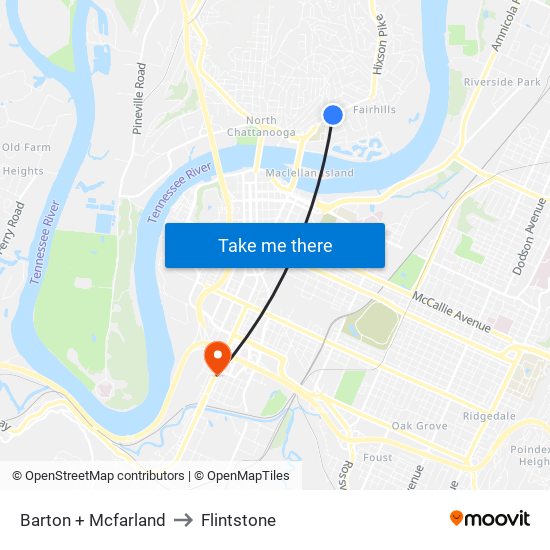 Barton + Mcfarland to Flintstone map