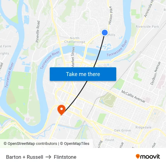 Barton + Russell to Flintstone map