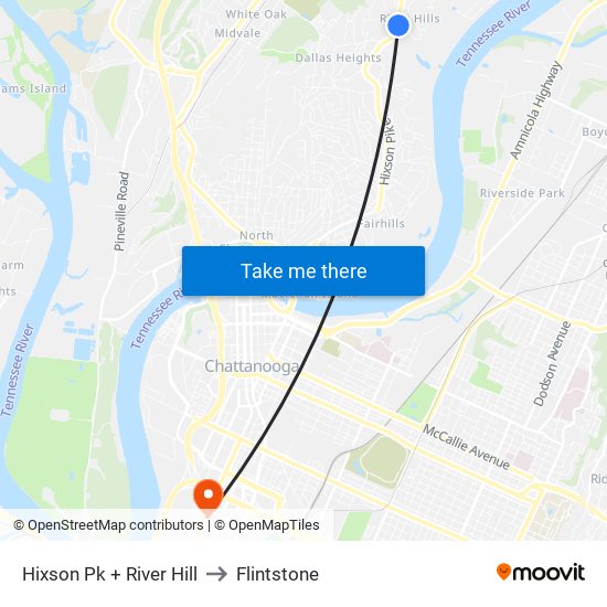 Hixson Pk + River Hill to Flintstone map
