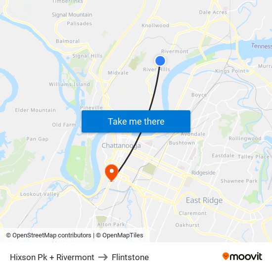 Hixson Pk + Rivermont to Flintstone map