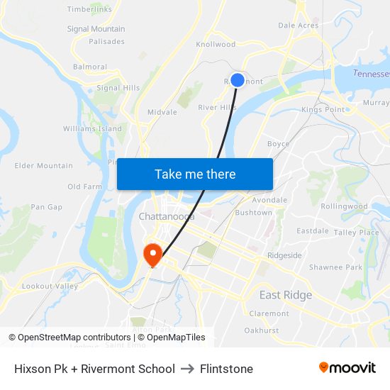 Hixson Pk + Rivermont School to Flintstone map