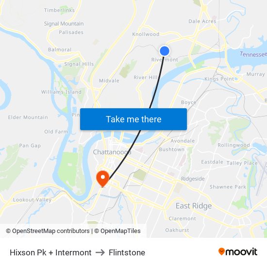 Hixson Pk + Intermont to Flintstone map