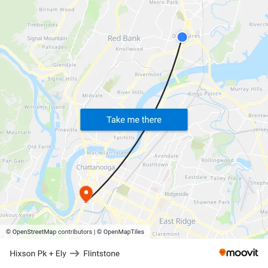 Hixson Pk + Ely to Flintstone map