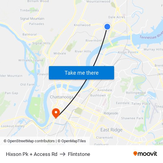 Hixson Pk + Access Rd to Flintstone map