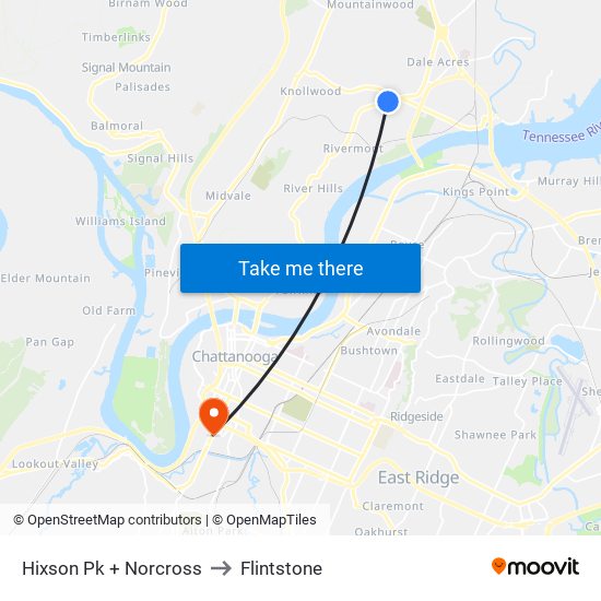 Hixson Pk + Norcross to Flintstone map