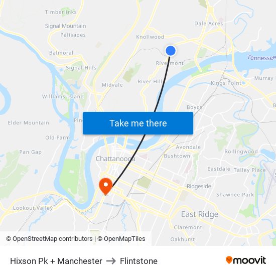 Hixson Pk + Manchester to Flintstone map