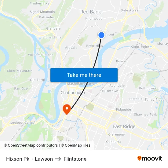 Hixson Pk + Lawson to Flintstone map