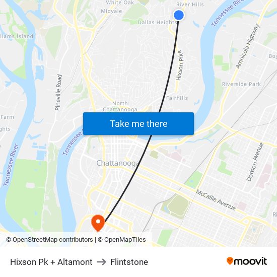 Hixson Pk + Altamont to Flintstone map