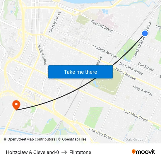 Holtzclaw & Cleveland-0 to Flintstone map