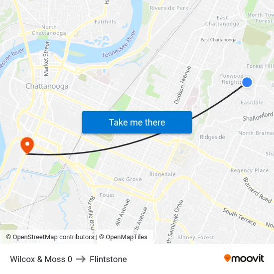 Wilcox & Moss 0 to Flintstone map