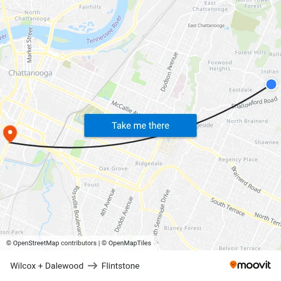 Wilcox + Dalewood to Flintstone map