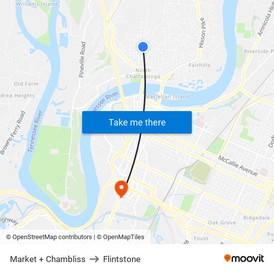 Market + Chambliss to Flintstone map