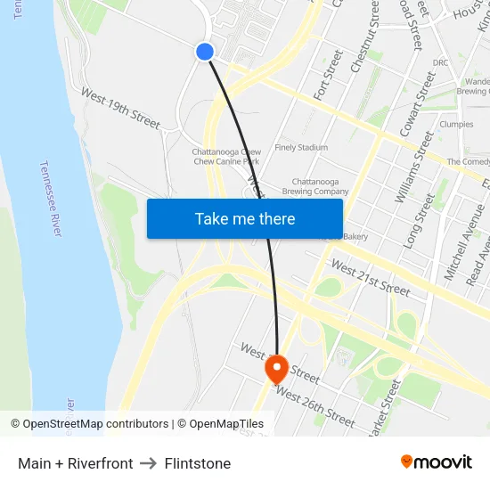 Main + Riverfront to Flintstone map