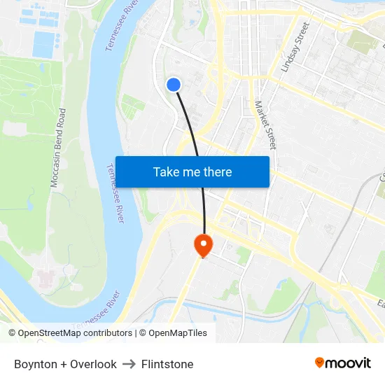 Boynton + Overlook to Flintstone map