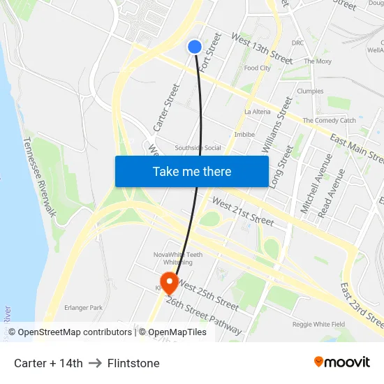 Carter + 14th to Flintstone map