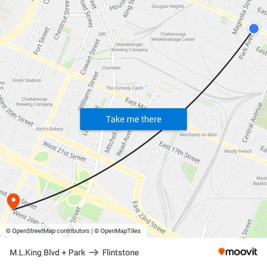 M.L.King Blvd + Park to Flintstone map