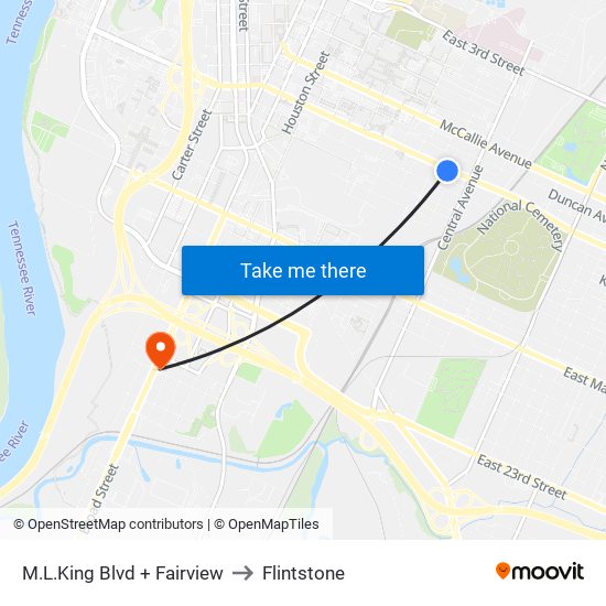 M.L.King Blvd + Fairview to Flintstone map