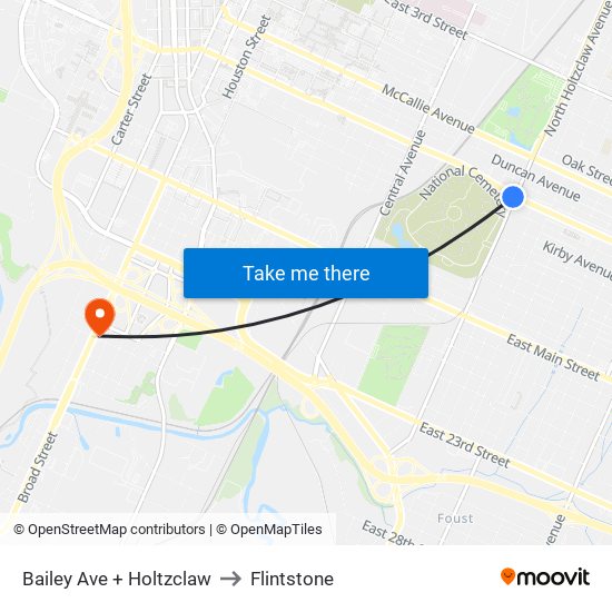 Bailey Ave + Holtzclaw to Flintstone map