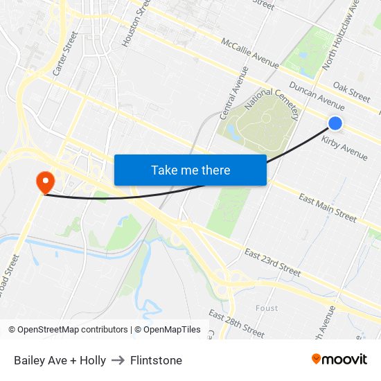Bailey Ave + Holly to Flintstone map