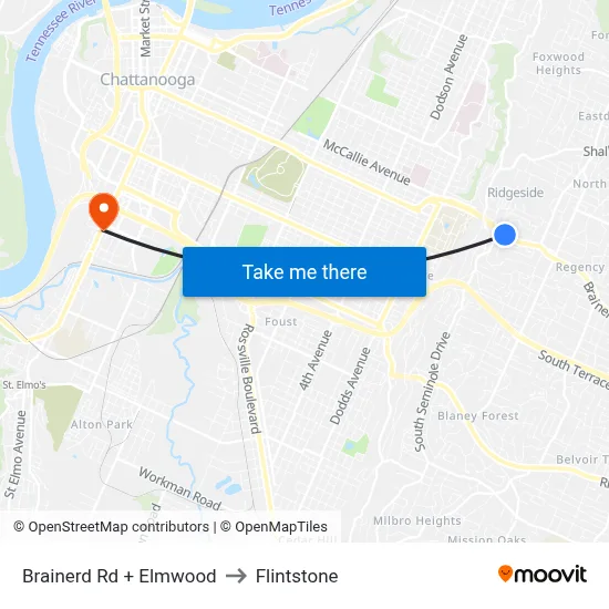 Brainerd Rd + Elmwood to Flintstone map