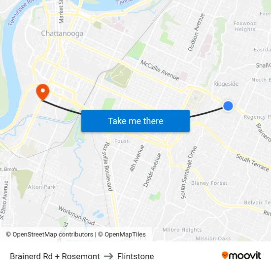 Brainerd Rd + Rosemont to Flintstone map