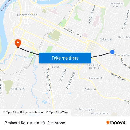 Brainerd Rd + Vista to Flintstone map