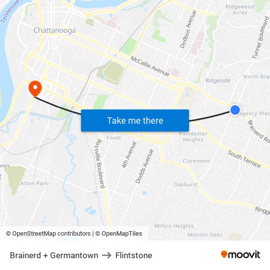 Brainerd + Germantown to Flintstone map