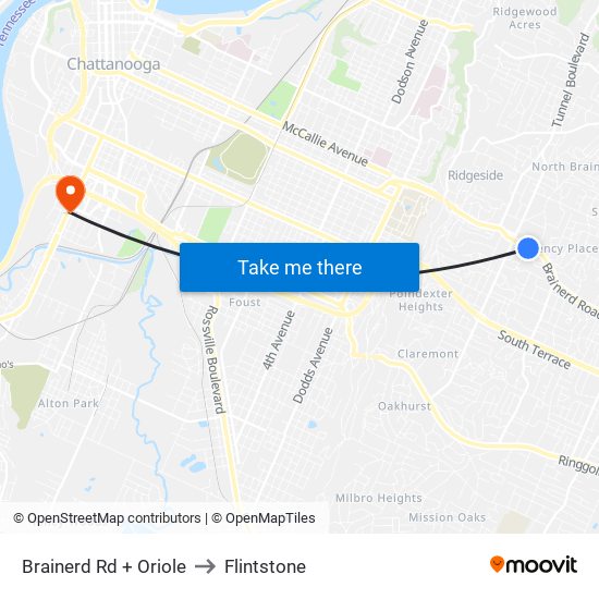 Brainerd Rd + Oriole to Flintstone map