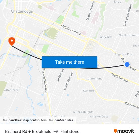 Brainerd Rd + Brookfield to Flintstone map