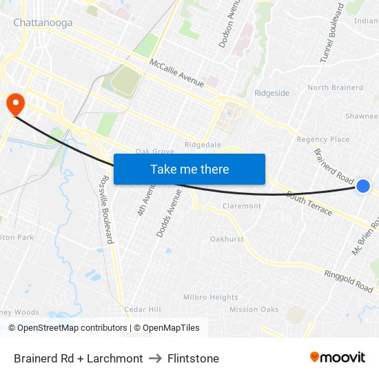 Brainerd Rd + Larchmont to Flintstone map