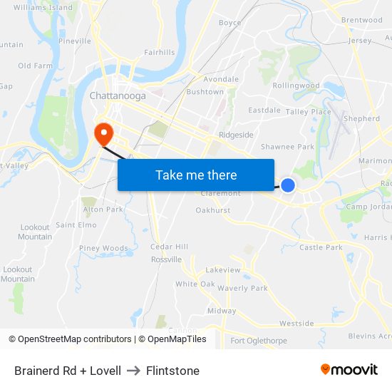 Brainerd Rd + Lovell to Flintstone map